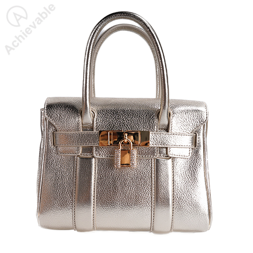 Elegant Lock Tote Leather min Bag 