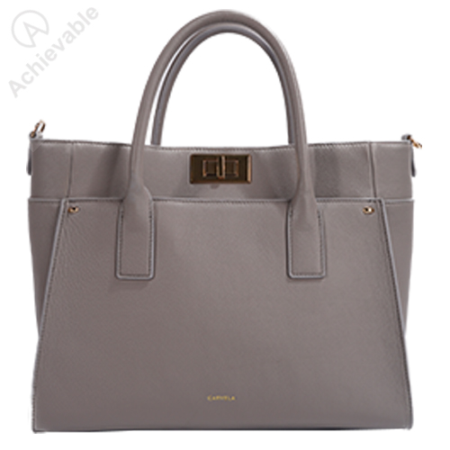 Luxurious Large Leather Tote Bag With Twist Lock