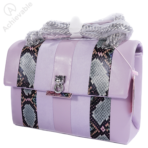 Stylish Lilac Leather And Pu Combined Bag