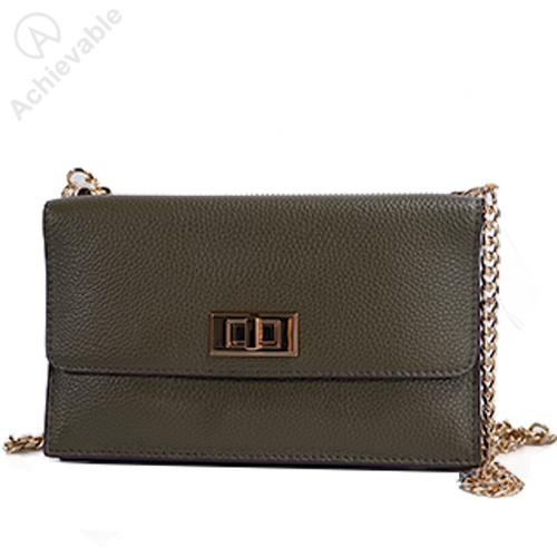 Elegant And Chic Twist Lock Leather Crossbody Bag